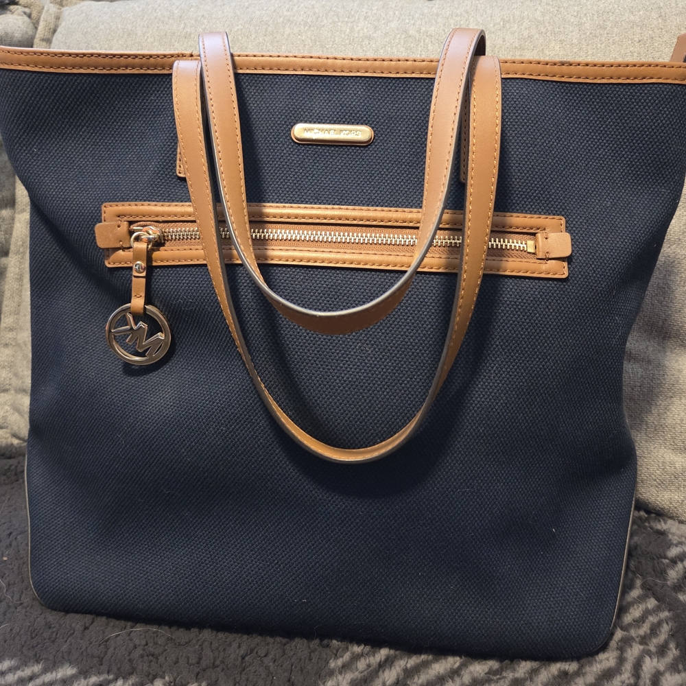 Michael Kors Navy and Brown Tote